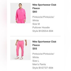NIKE Pink Hoodie & Sweatpants